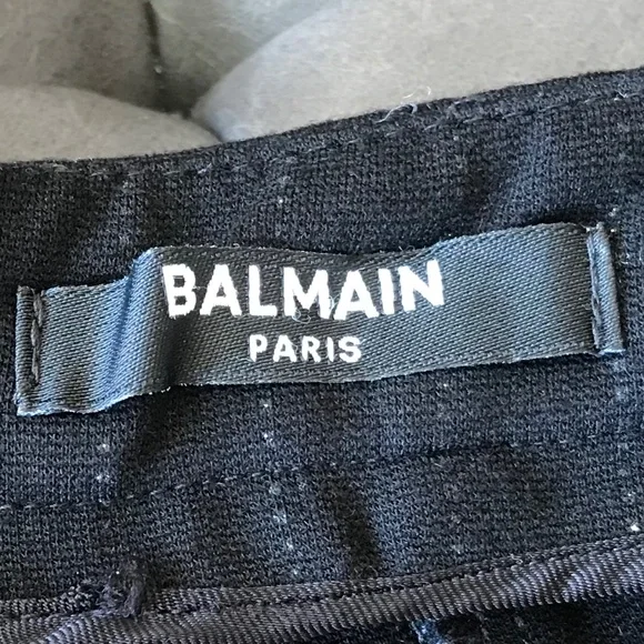 BALMAIN BLACK SHIMMERING PINSTRIPE SHORTS - Picture 6 of 16